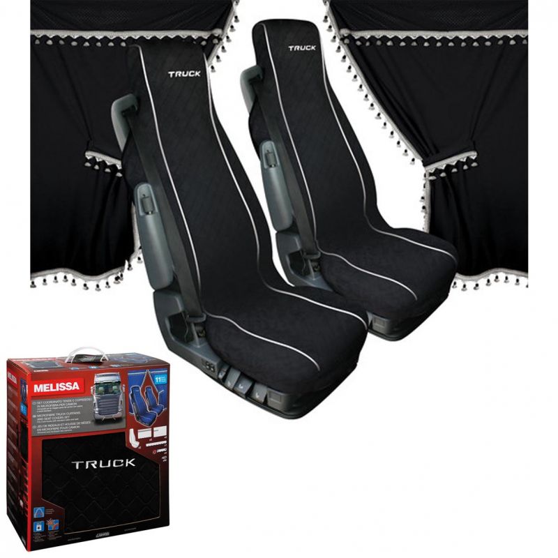 cortinas y fundas de asiento para camión melissa de lampa - universal para la mayoría de camiones con cabina y asientos estándar