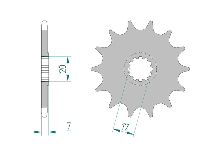 piñón de acero estándar 94109 - paso 420