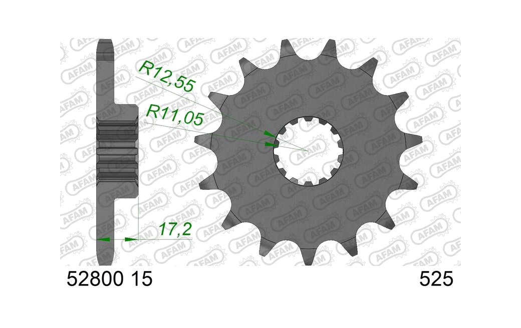 piñón de acero estándar 52800 - paso 525