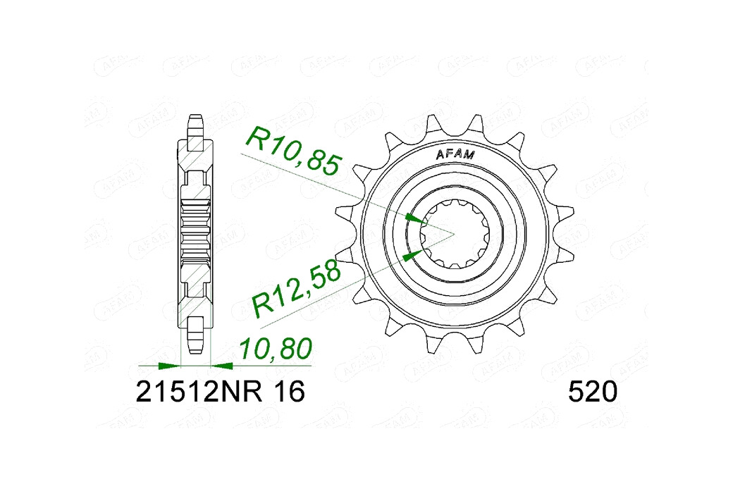 piñón de acero con goma anti-ruido 21512nr-520