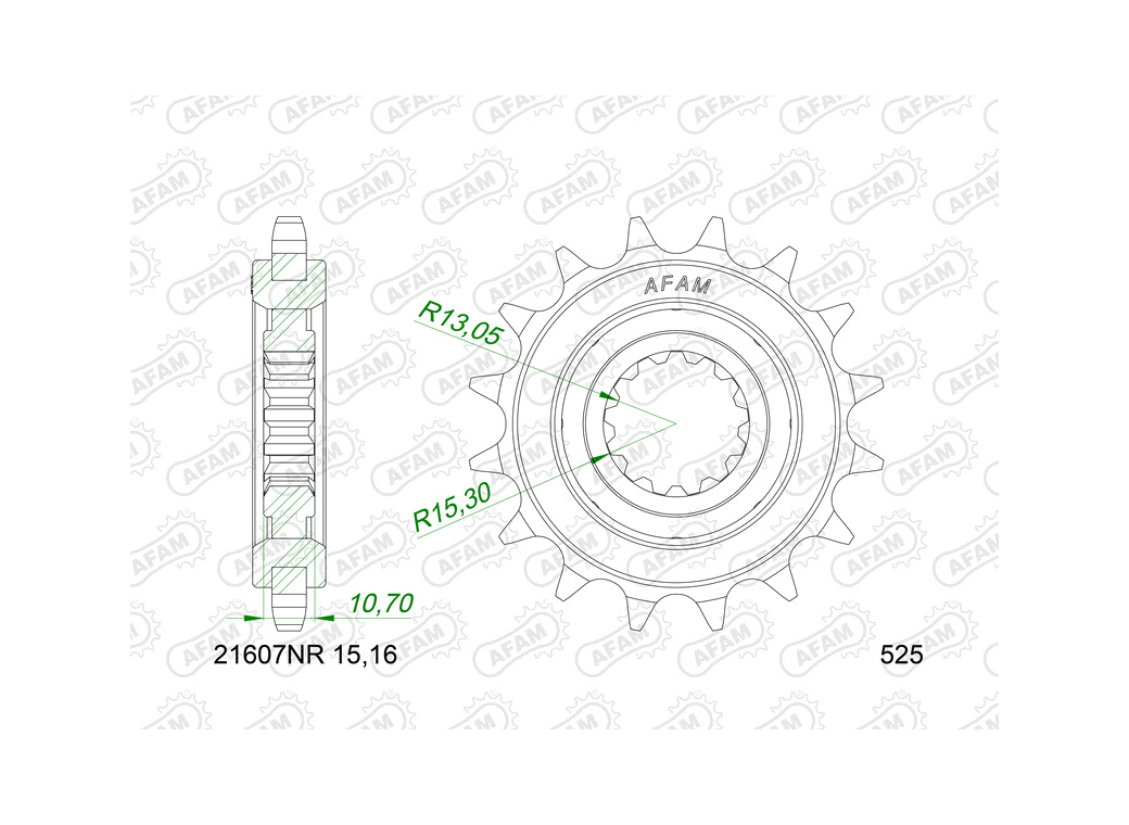 piñón de acero con goma anti-ruido 21607nr-525