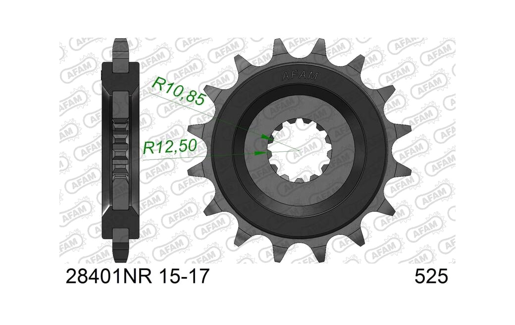 piñón de acero con goma anti-ruido 28401nr-525