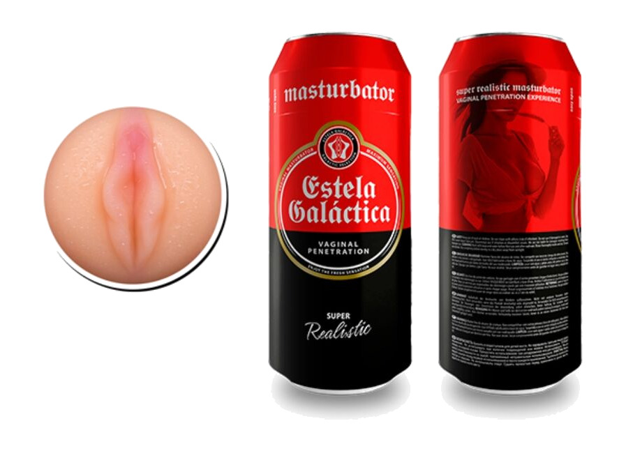 masturbador masculino vagina con forma de lata de cerveza estela galáctica