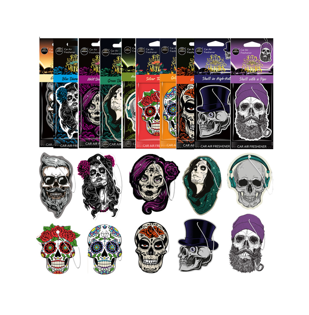 ambientador de celulosa con diseño día de los muertos