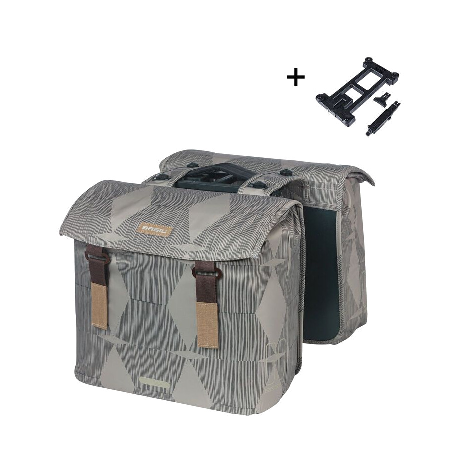 alforjas traseras para bicicleta elegantes con placa elegance 40-49l castillo/topo (16x36x32 cm) mik 2.0