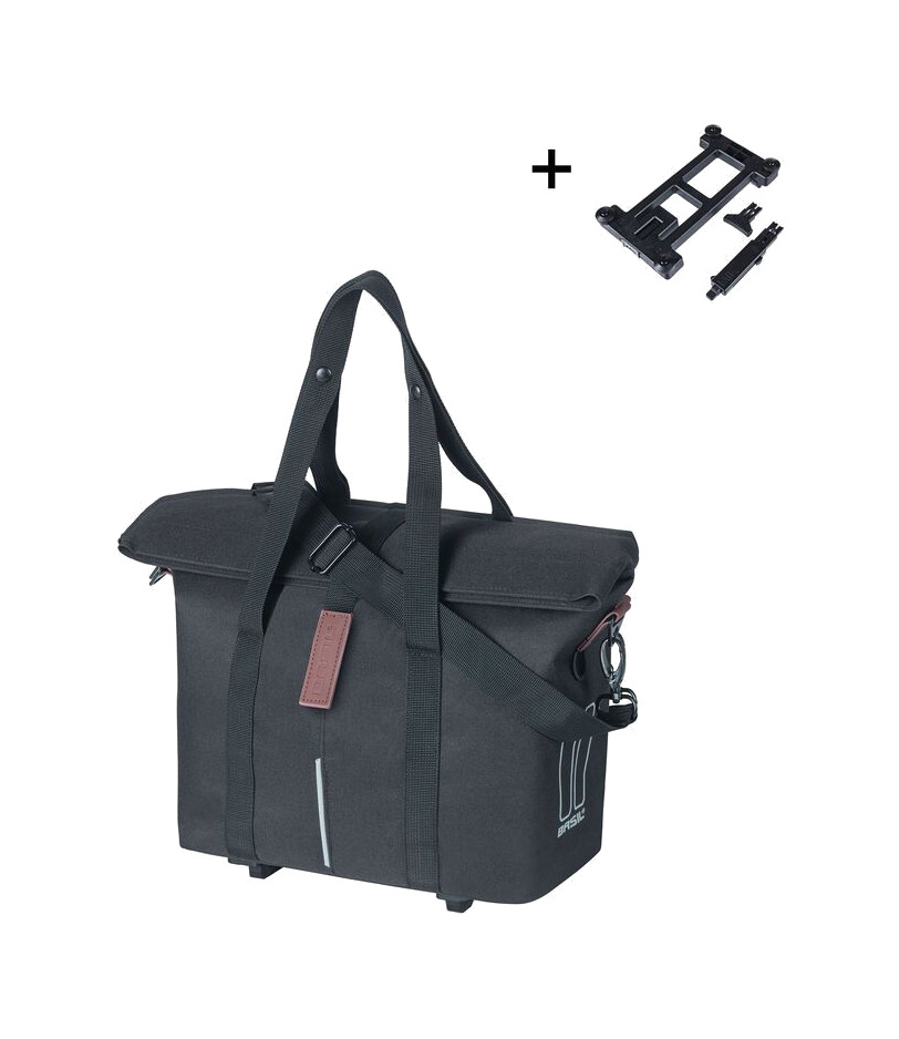 bolsa de poliéster para manillar para bicicleta ciudad con placa y ganchos 8-11l (19x30x26 cm) mik kf