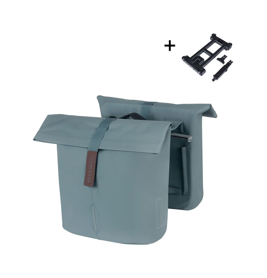alforjas de poliuretano traseras impermeables para bicicleta ciudad con placa 28-32l (12x30x33 cm) mik 2.0