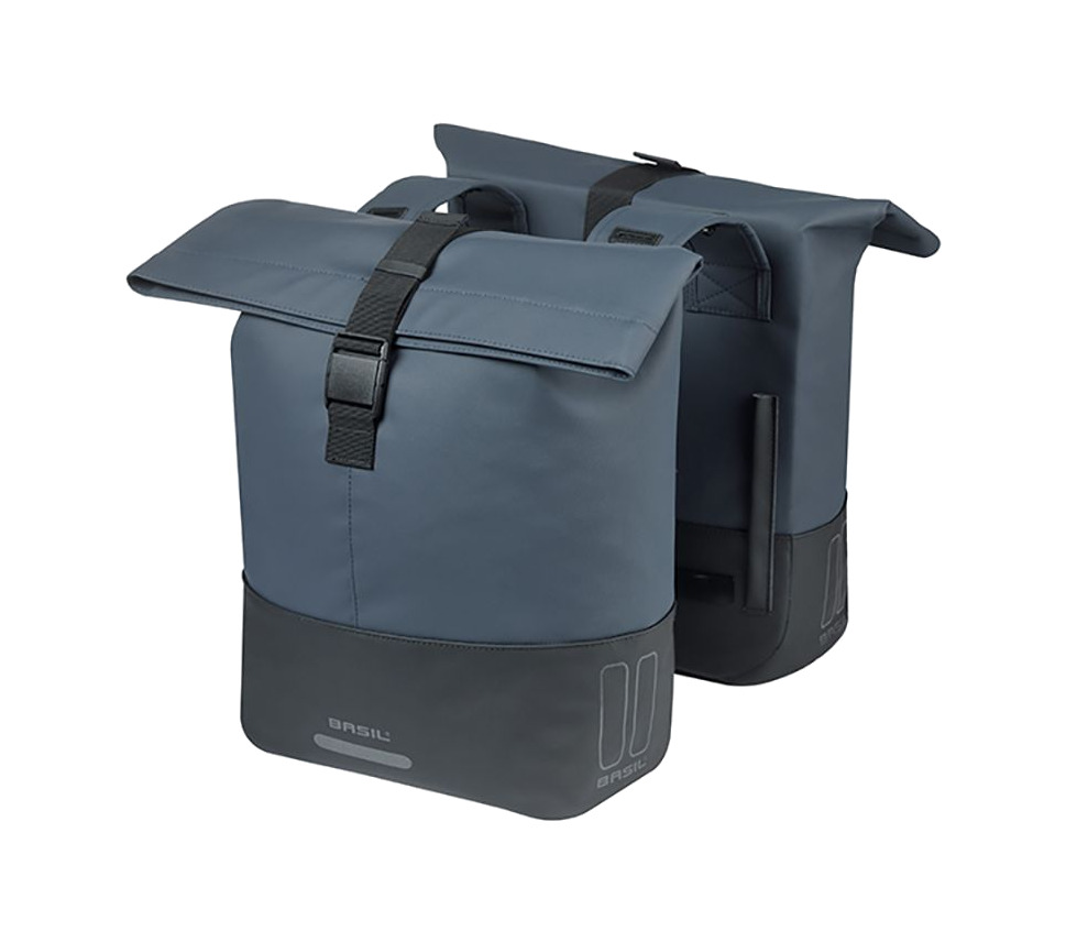 alforjas traseras sistema puente pet/cuero azul marino/negro cove universal bridge system 28-32l (29x14.5x36 cm)