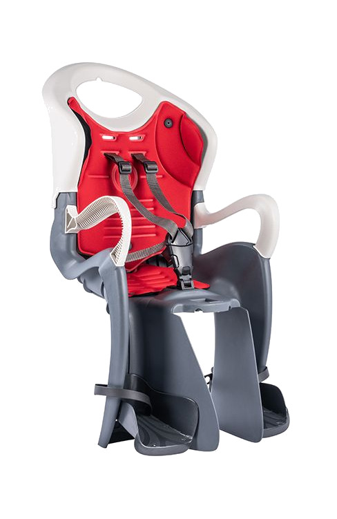 portabebé montado al cuadro con sistema tiger b-fix oscuro/rojo
