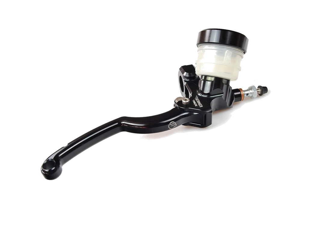 bomba de freno clásica de competición con depósito acoplado y maneta ajustable tipo a ø20,5mm - 16cm axial