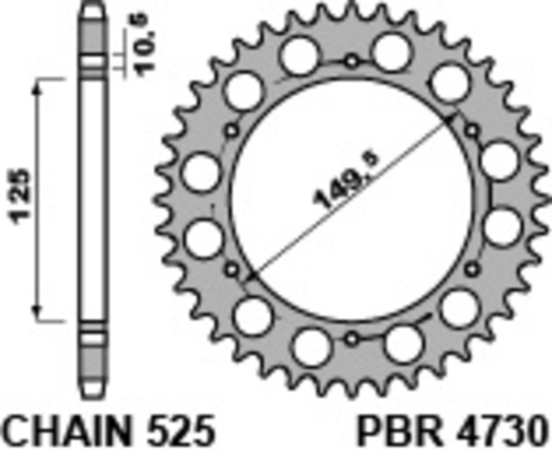 PBR Corona plato trasmision de acero 525 compatible con compatible con BENELLI T - Imagen 2 de 2
