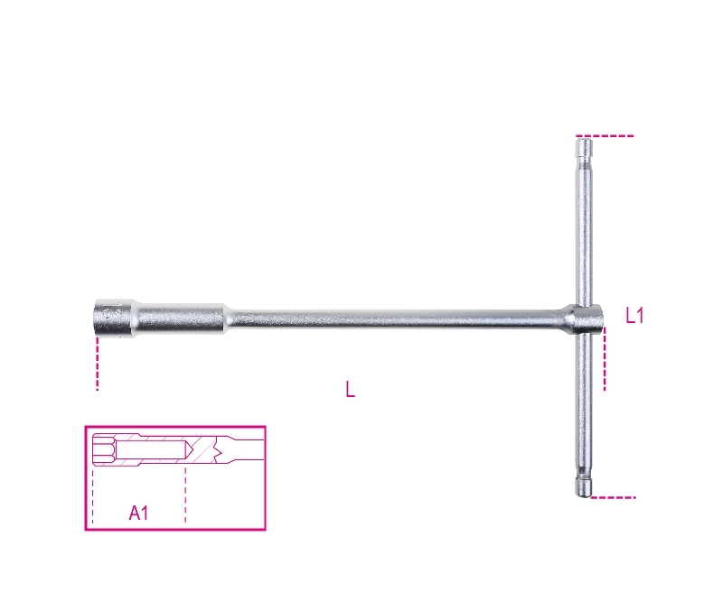 llave de tubo con boca hexagonal y mango en  t 8 mm