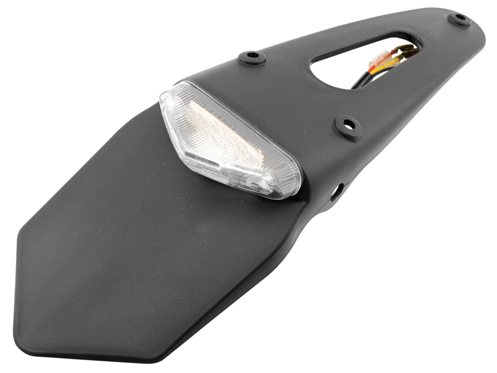 portamatrículas universal enduro con piloto trasero y 6+3 leds para luz de posición, freno y matrícula