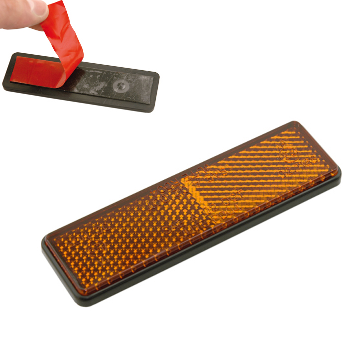 reflector catadióptrico rectangular ambar - adhesivo incluido