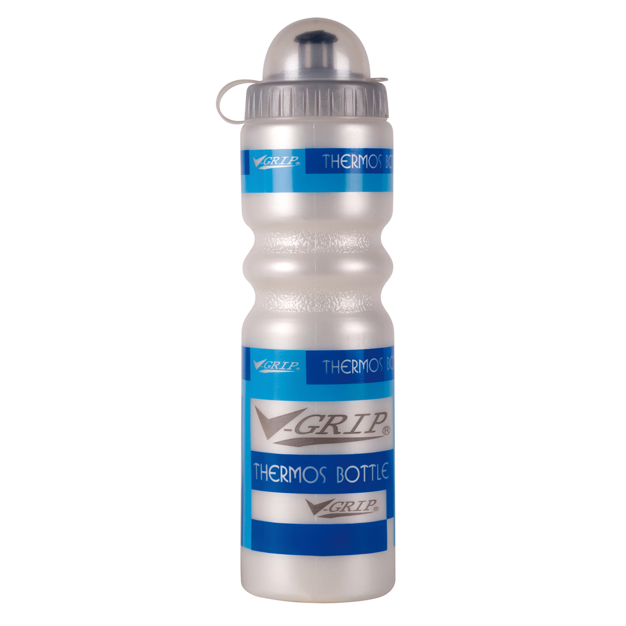 bidón isotérmico v-grip 500cc para bicicleta - gris metalizado/azul