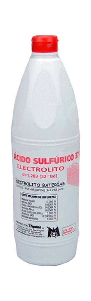 botella de electrolitos ácido para baterías de 1l
