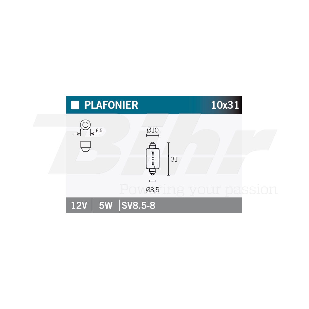 caja 10 lámparas bombilla sv8 6-8 12v5w