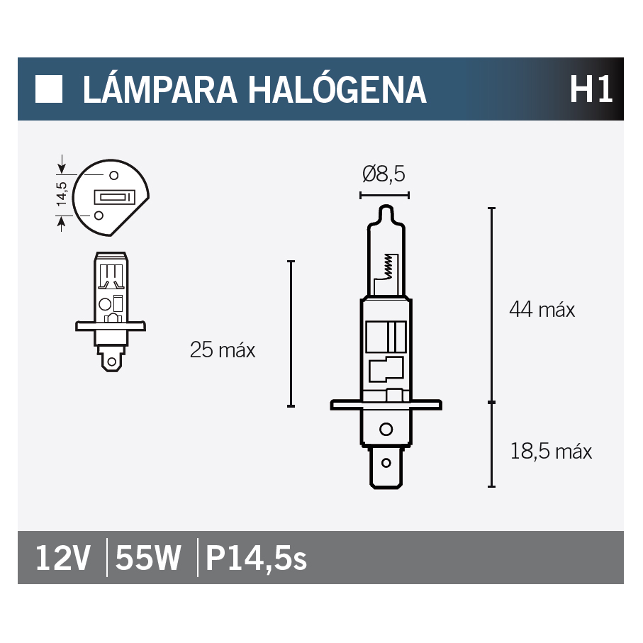 V PARTS LAMP, GLOEILAMP HALOGENA H1 - Afbeelding 1 van 1