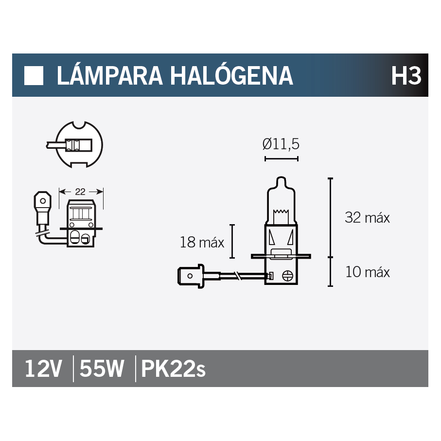 lampara bombilla halogena h3