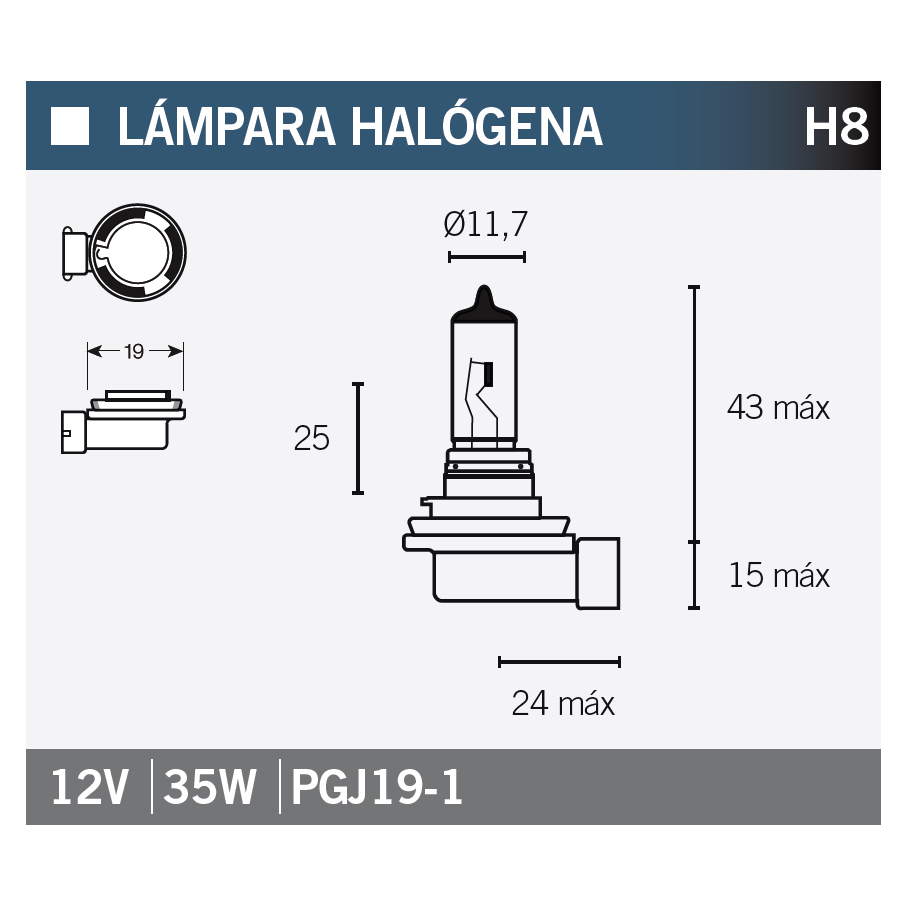 lampara bombilla halogena h8