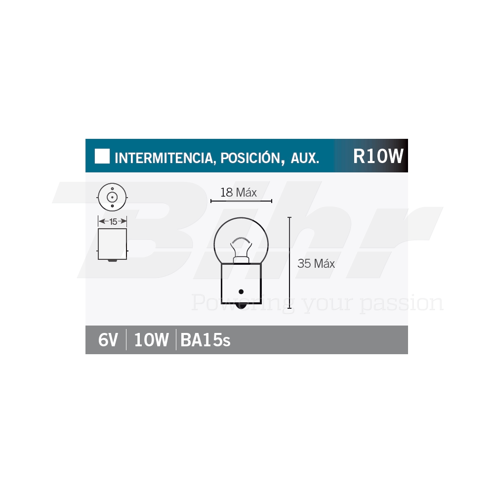 lámpara bombilla 6v10w para moto, quad y scooter