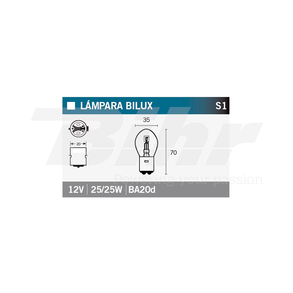 bombilla de repuesto bihr 12v25/25w para moto, quad y scooter