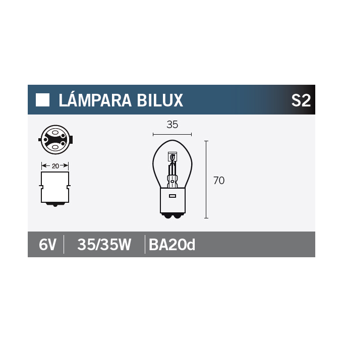 bombilla de repuesto 6v35/35w
