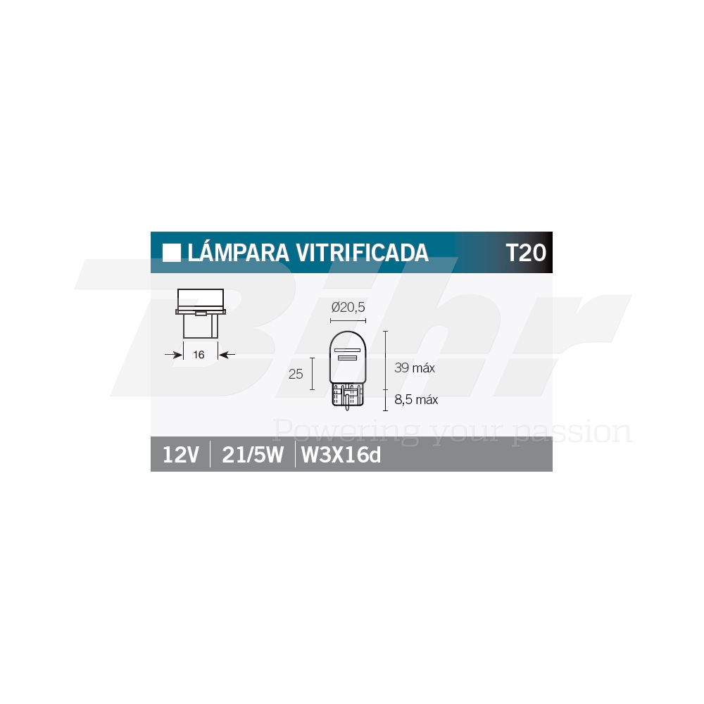 lámpara bombilla 12v21/5w