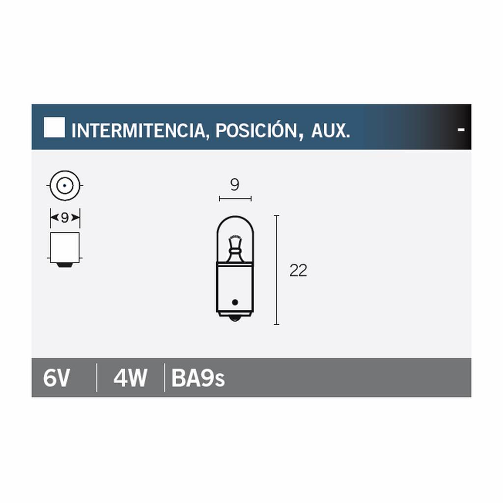 lámpara bombilla posición homologada 6v4w ba9s