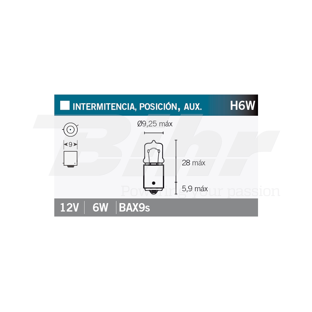 lámpara bombilla 12v6w