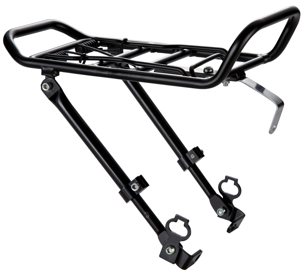 portabultos delantero ostand regulable en aluminio negro para bicicletas de 24 a 28 pulgadas