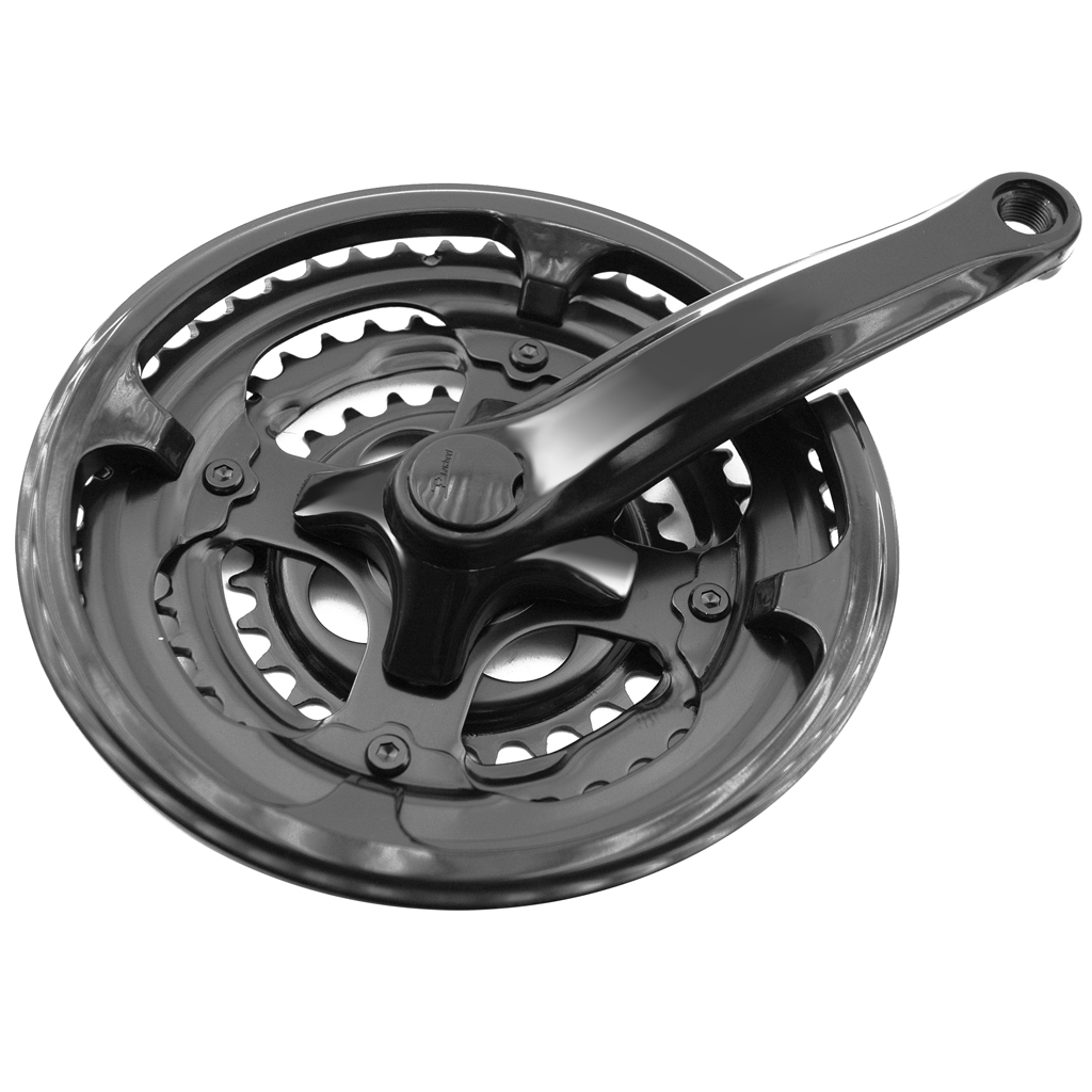 triple plato y bielas prowheel para bicicleta de 26 - 170mm - 48/38/28t con protector de plato y cubrecadena