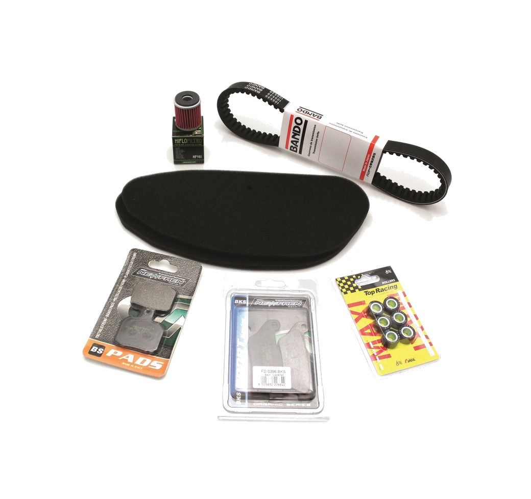 kit de mantenimiento filtros de aceite, aire y pastillas de freno, correa y rodillos