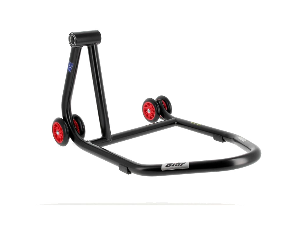 caballete monobrazo izquierdo ruedas rojas home track rear stand