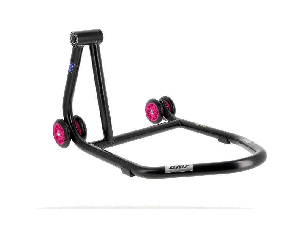 caballete monobrazo izquierdo ruedas rosas home track rear stand