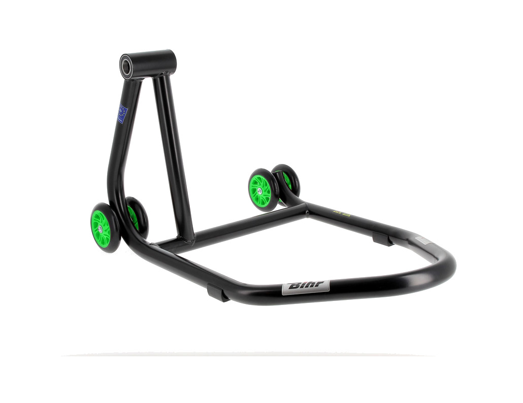 caballete monobrazo izquierdo ruedas verdes home track rear stand