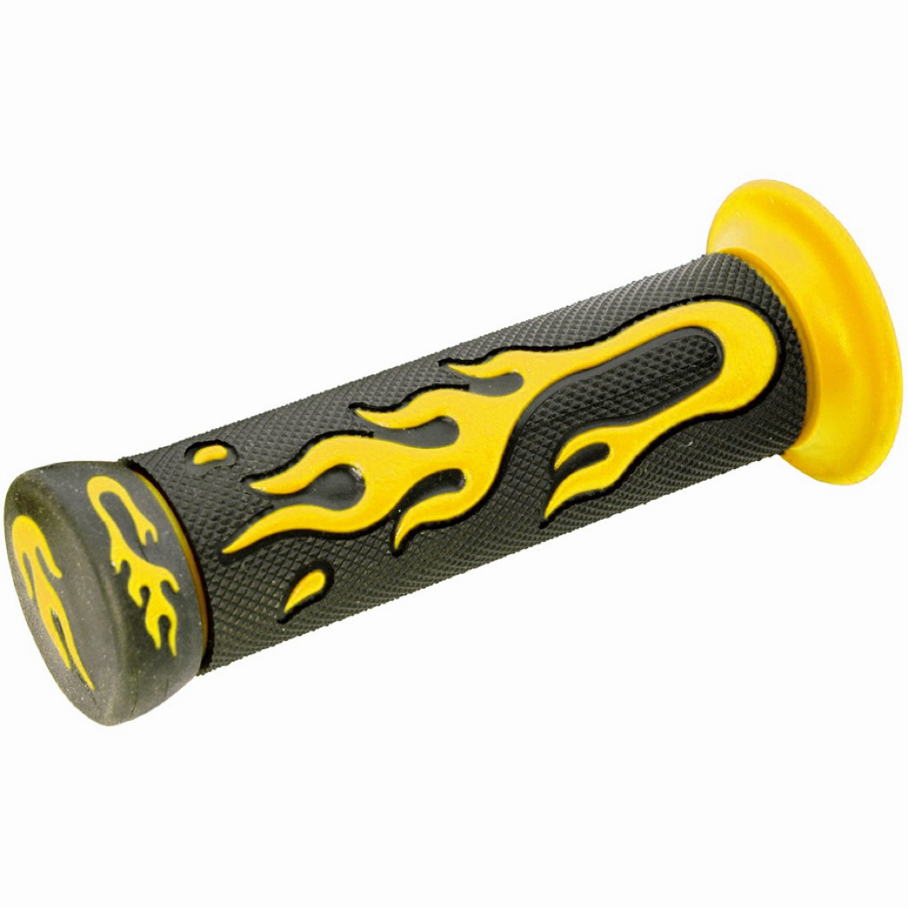 puños de moto de goma negros y verdes con diseño de llama para manillar de 22mm