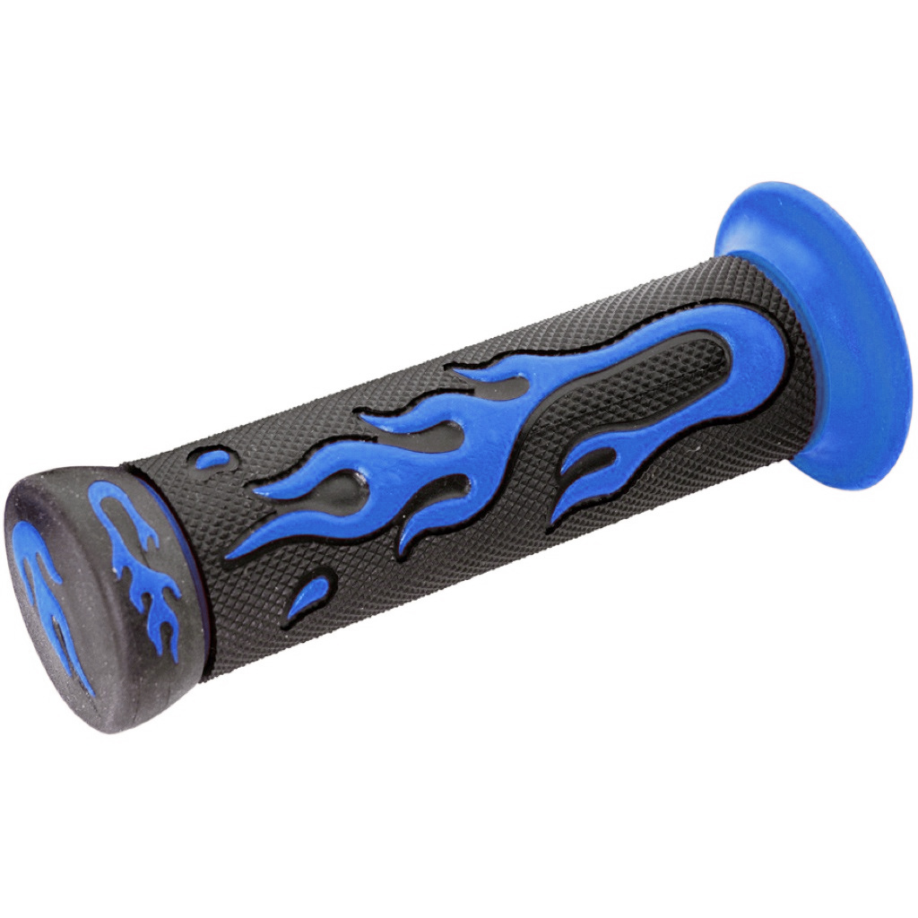 puños de moto de goma negros y verdes con diseño de llama para manillar de 22mm