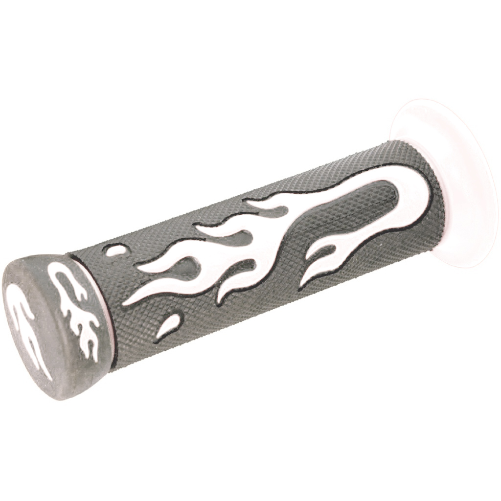 puños de moto de goma negros y verdes con diseño de llama para manillar de 22mm