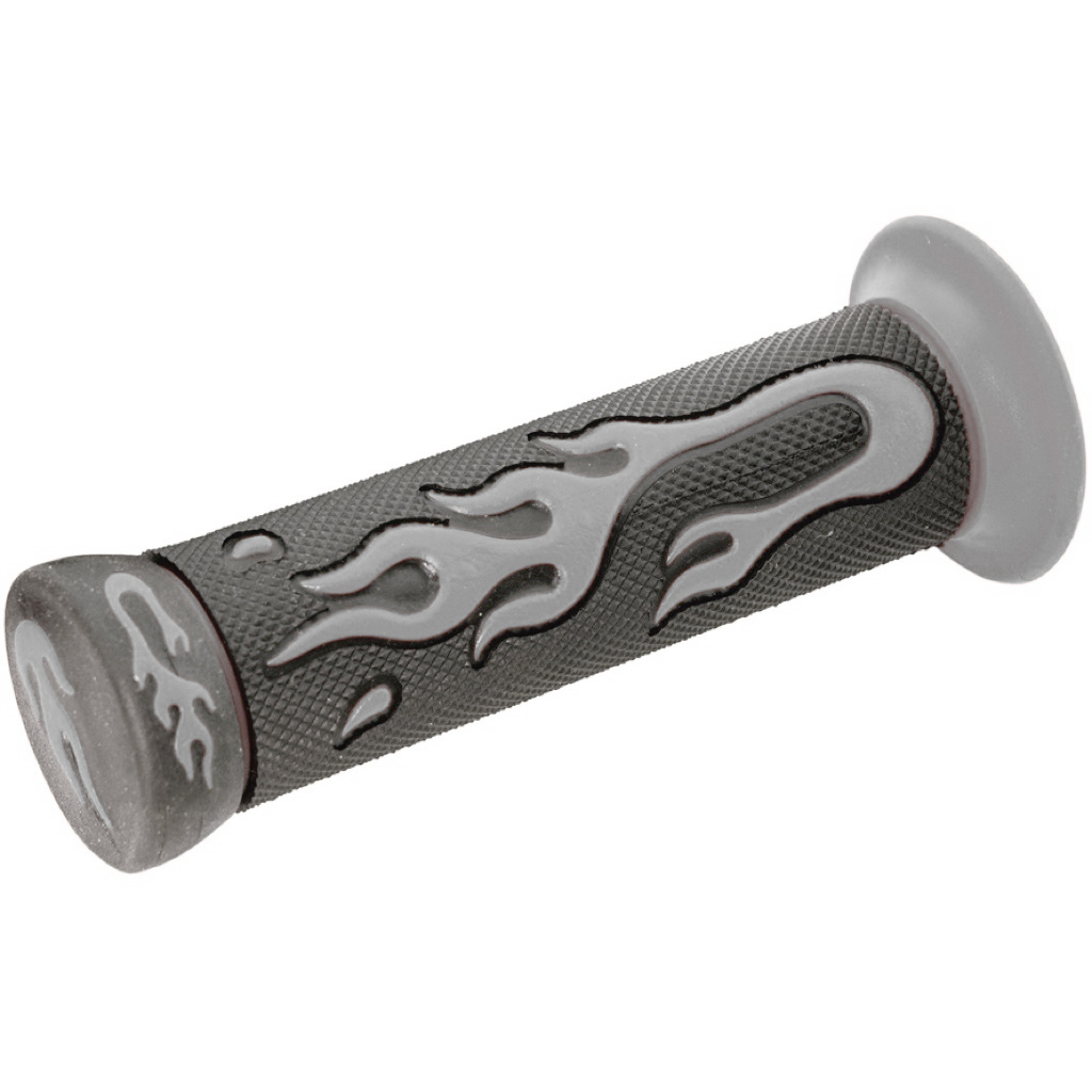 puños de moto de goma negros y verdes con diseño de llama para manillar de 22mm