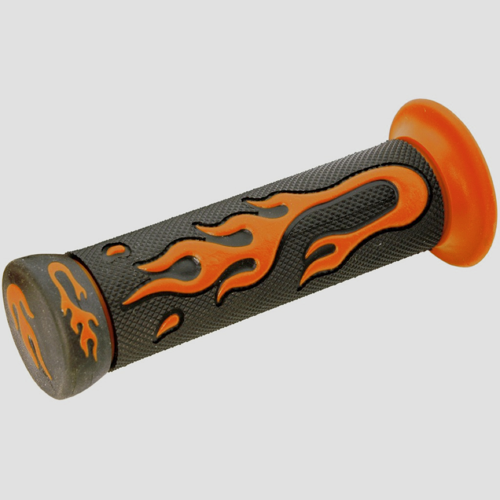 puños de moto de goma negros y verdes con diseño de llama para manillar de 22mm