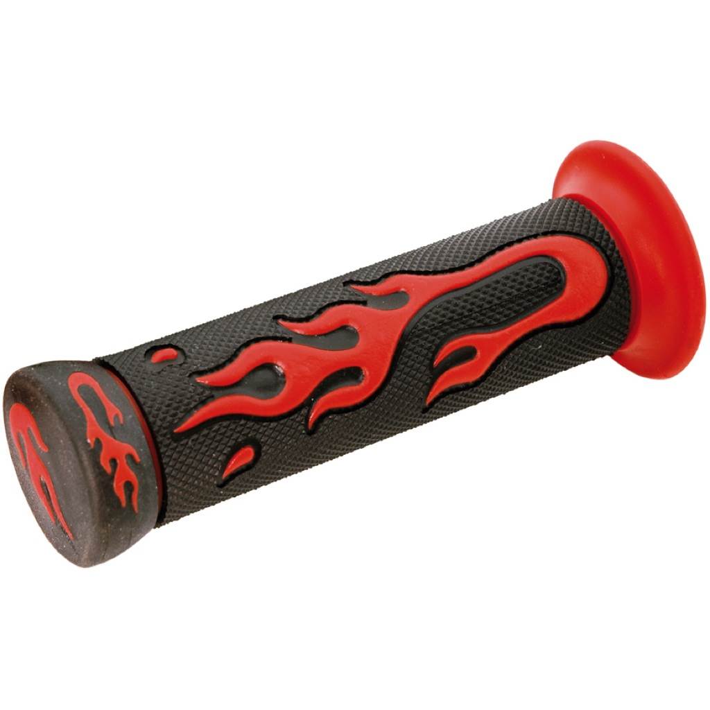 puños de moto de goma negros y verdes con diseño de llama para manillar de 22mm