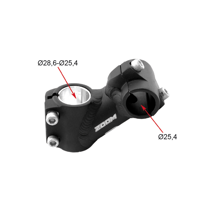 potencia para manillar mtb/city uno de aluminio negro mate con ángulo de 35º y dirección ø25,4-ø28,6 mm