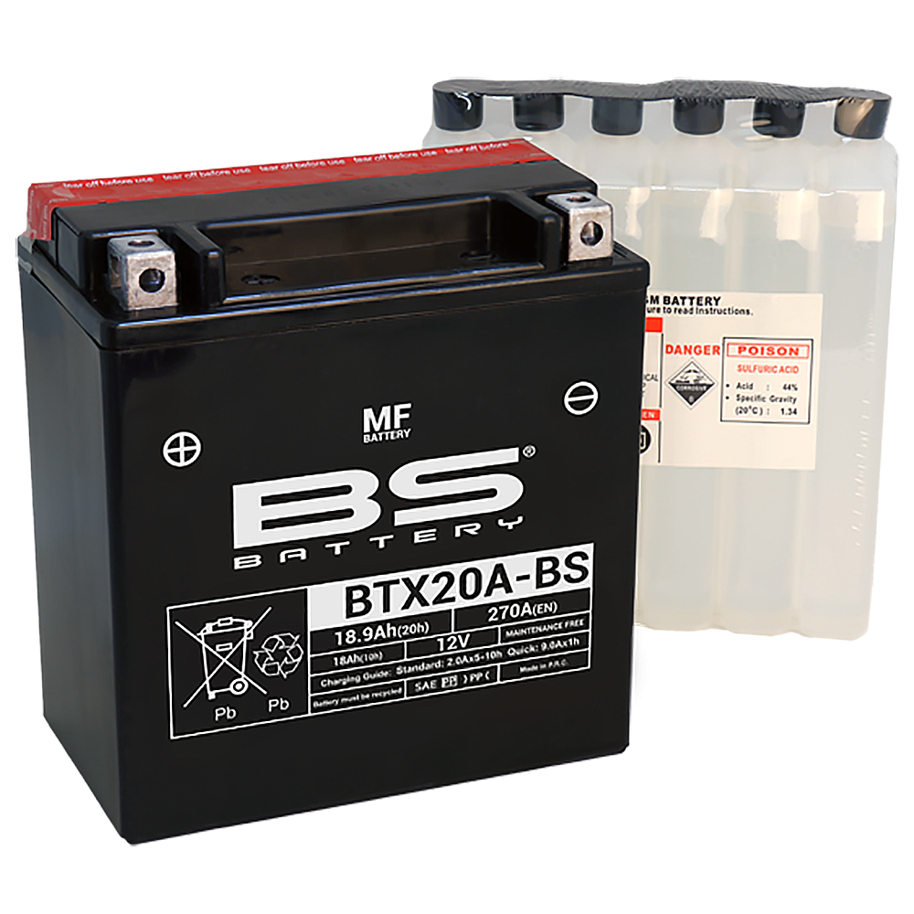 Batería sin mantenimiento BS BTX20A-BS de 12V y 18.9Ah para motocicletas y más - Imagen 1 de 1