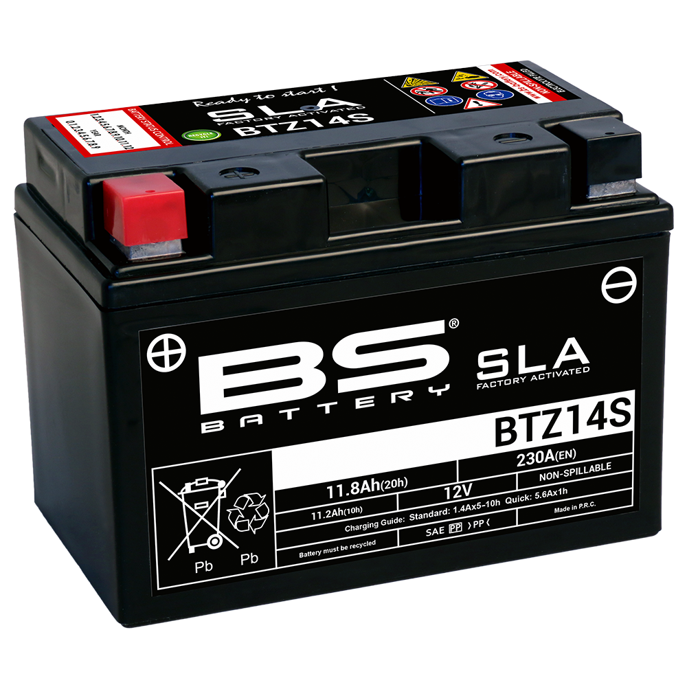 Batteria SLA BTZ14S (FA) per motociclette di grossa cilindrata con dispositivi e - Afbeelding 1 van 1