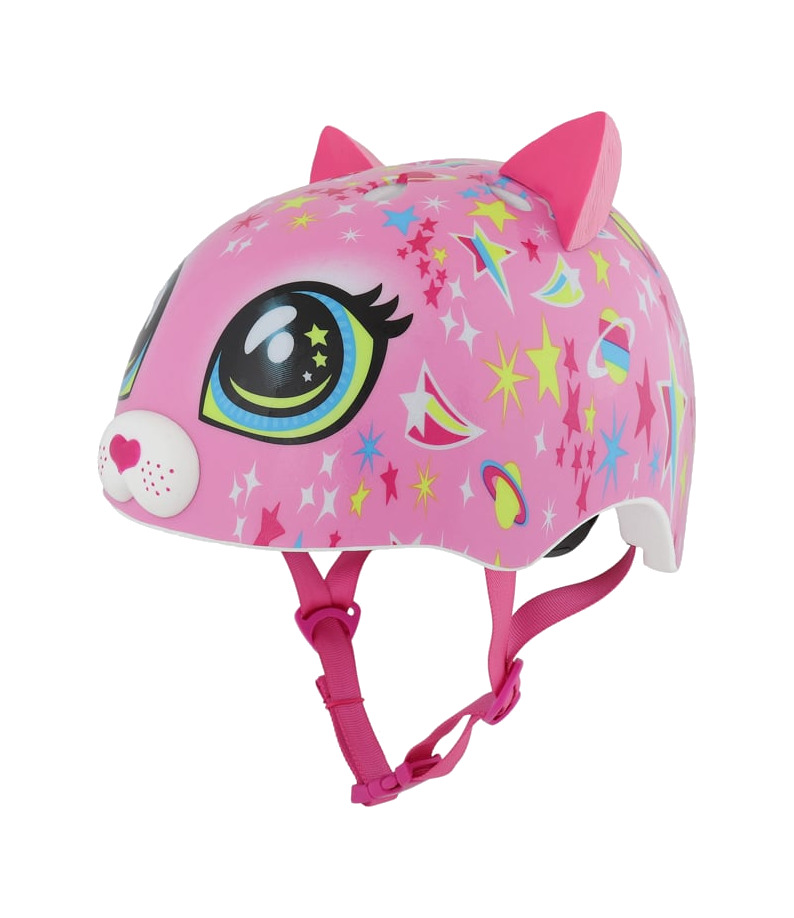 casco infantil con diseño de gato espacial rosa raskullz child 5 astro fit system