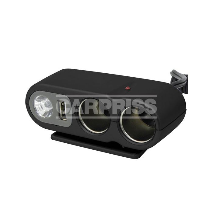 enchufe mechero 2 salidas + puerto usb + luz + interruptor encendido/apagado