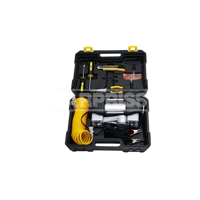 compresor de aire doble cabezal + maletin con herramientas