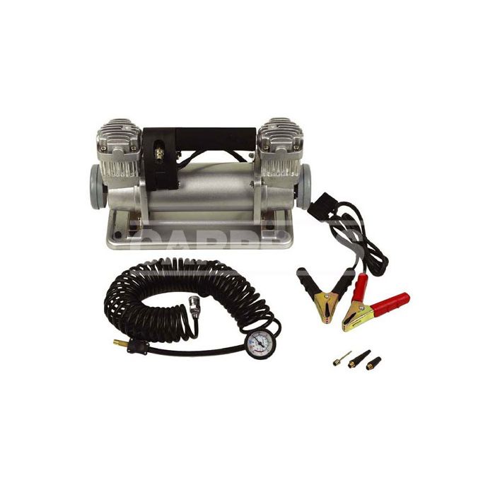 compresor de aire doble cabezal + maletin con herramientas 150 l/min