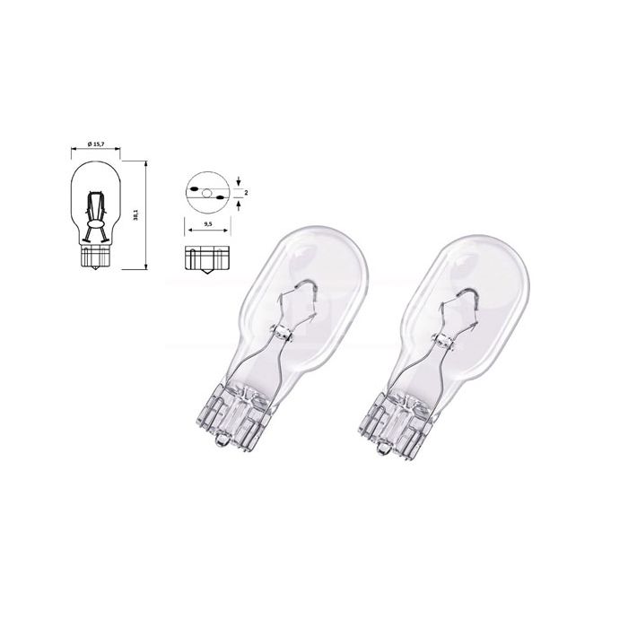 lámpara bombilla para coche w16w t15 12v 16w (2u)